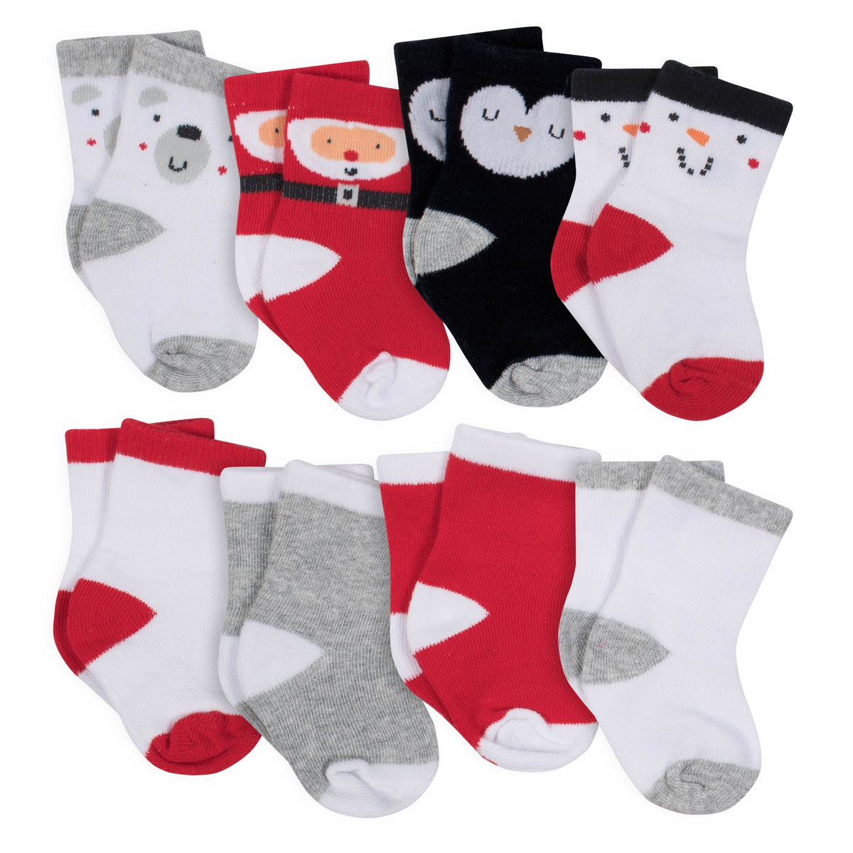 8-Pack Santa Jersey Crew Wiggle Proof Socks