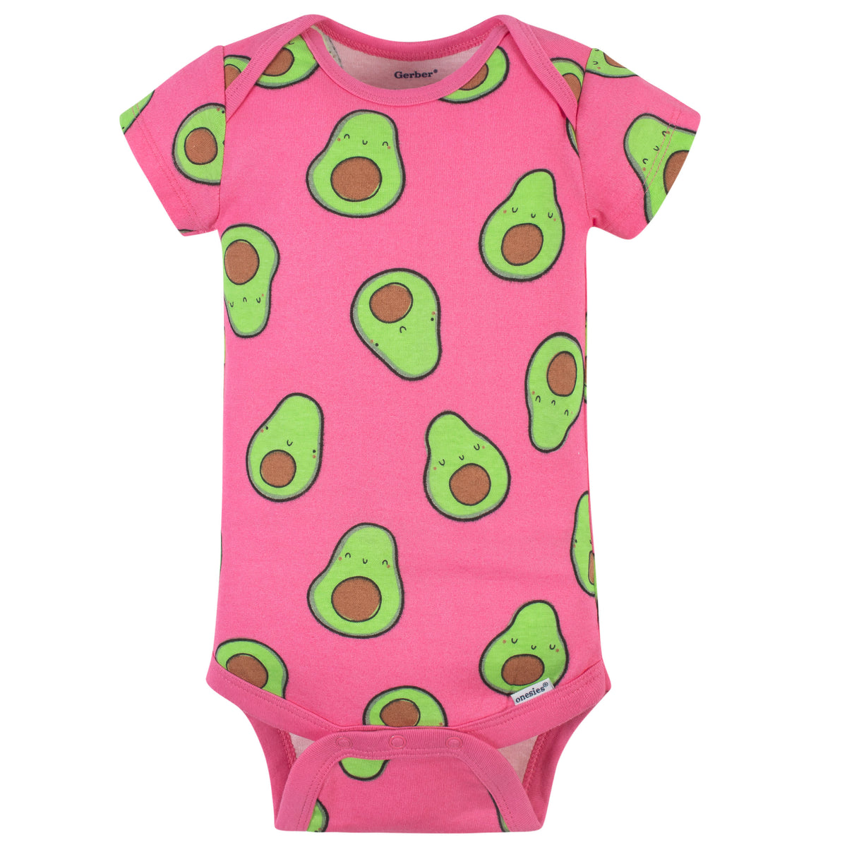 3-Pack Baby Pink Avocados Onesies Bodysuits, view 2