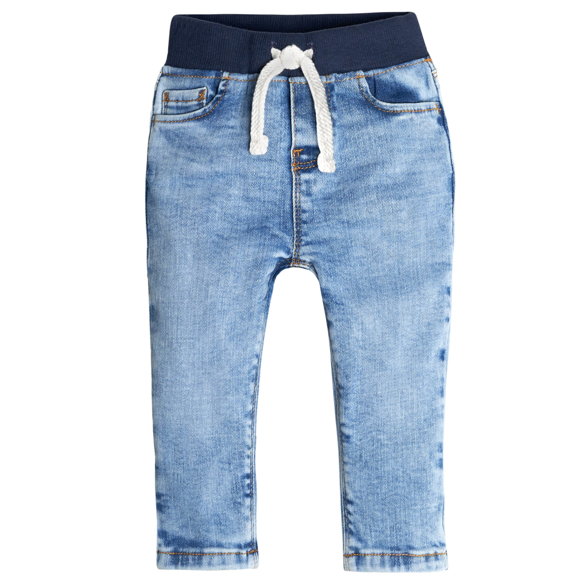 Baby Neutral Light Blue Rib Waist Skinny Jeans, view 2