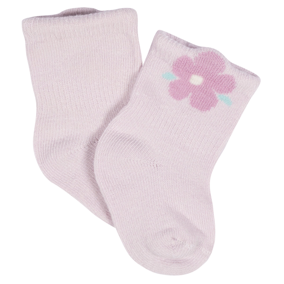 8-Pack Baby Girls Lavender Garden Jersey Wiggle Proof Socks, view 6