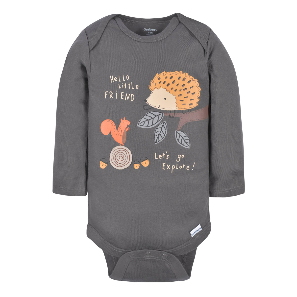 3-Pack Baby Boys Hedgehog Long Sleeve Onesies Bodysuits, view 4