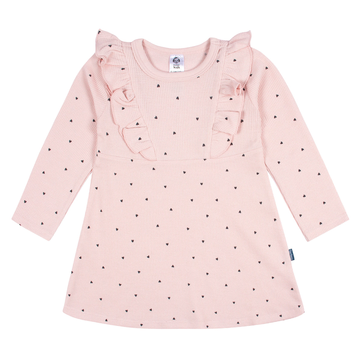 Infant and Toddler Girls Light Pink Dots Dress With Ruffle