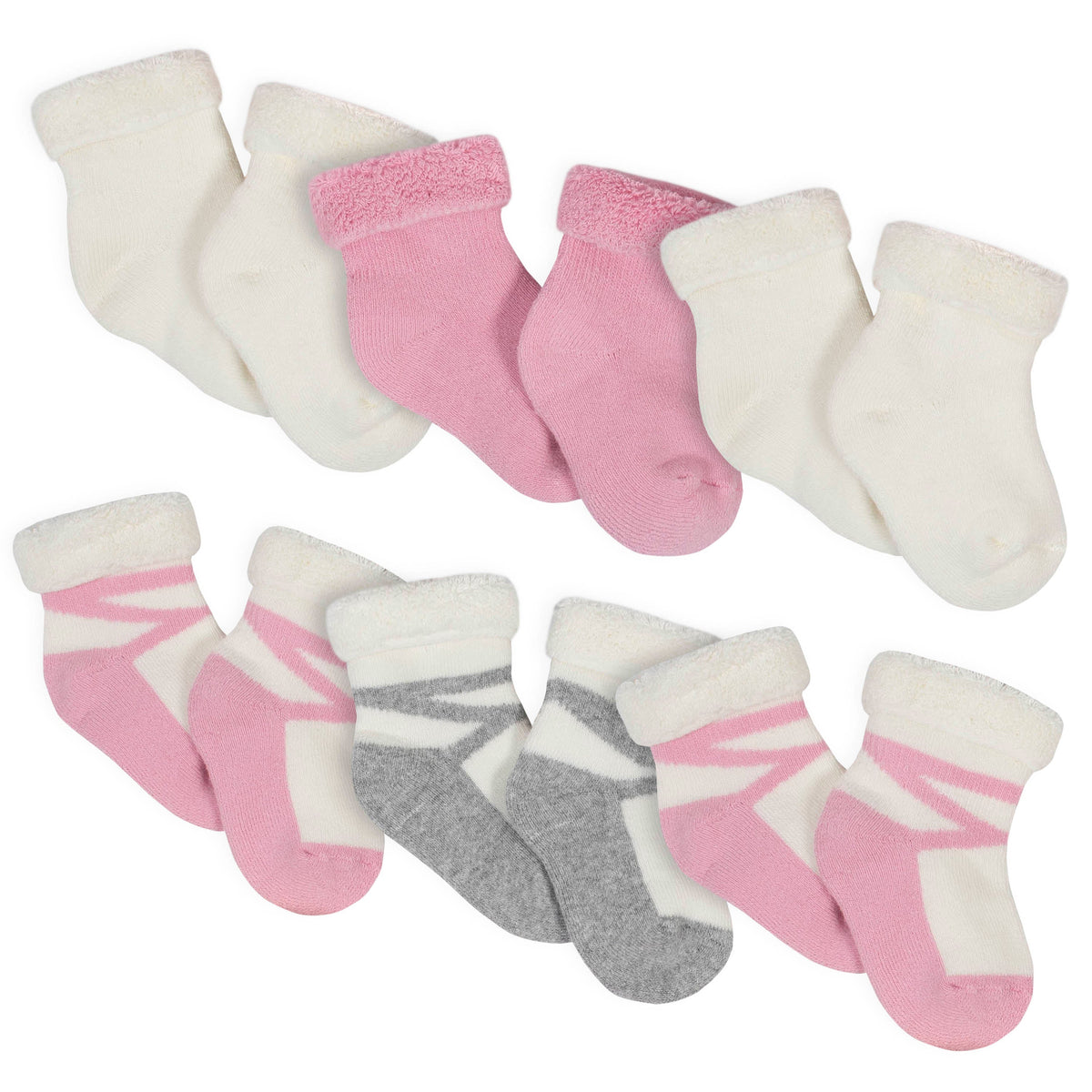 6-Pack Baby Girls Princess Wiggle-Proof Terry Bootie Socks