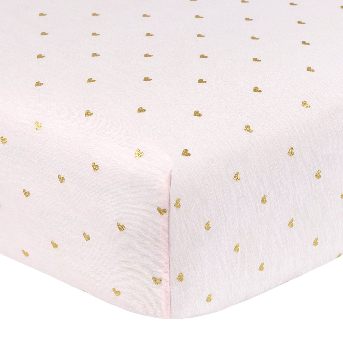 Baby Girls Metallic Hearts Jersey Knit Crib Sheet