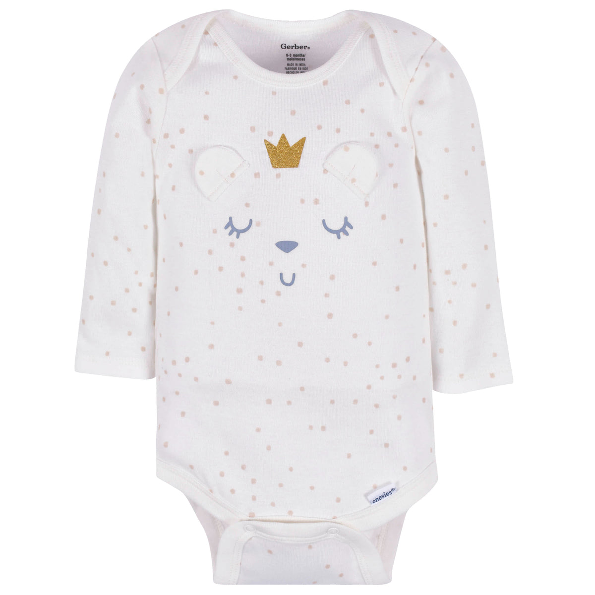 3-Pack Baby Girls Bear Fairy Long Sleeve Onesies Bodysuits, view 2