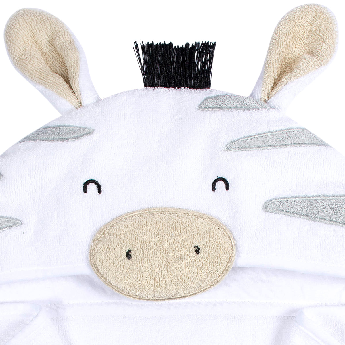 4-Piece Baby Neutral Grey Zebra Towel & Washcloths, view 6