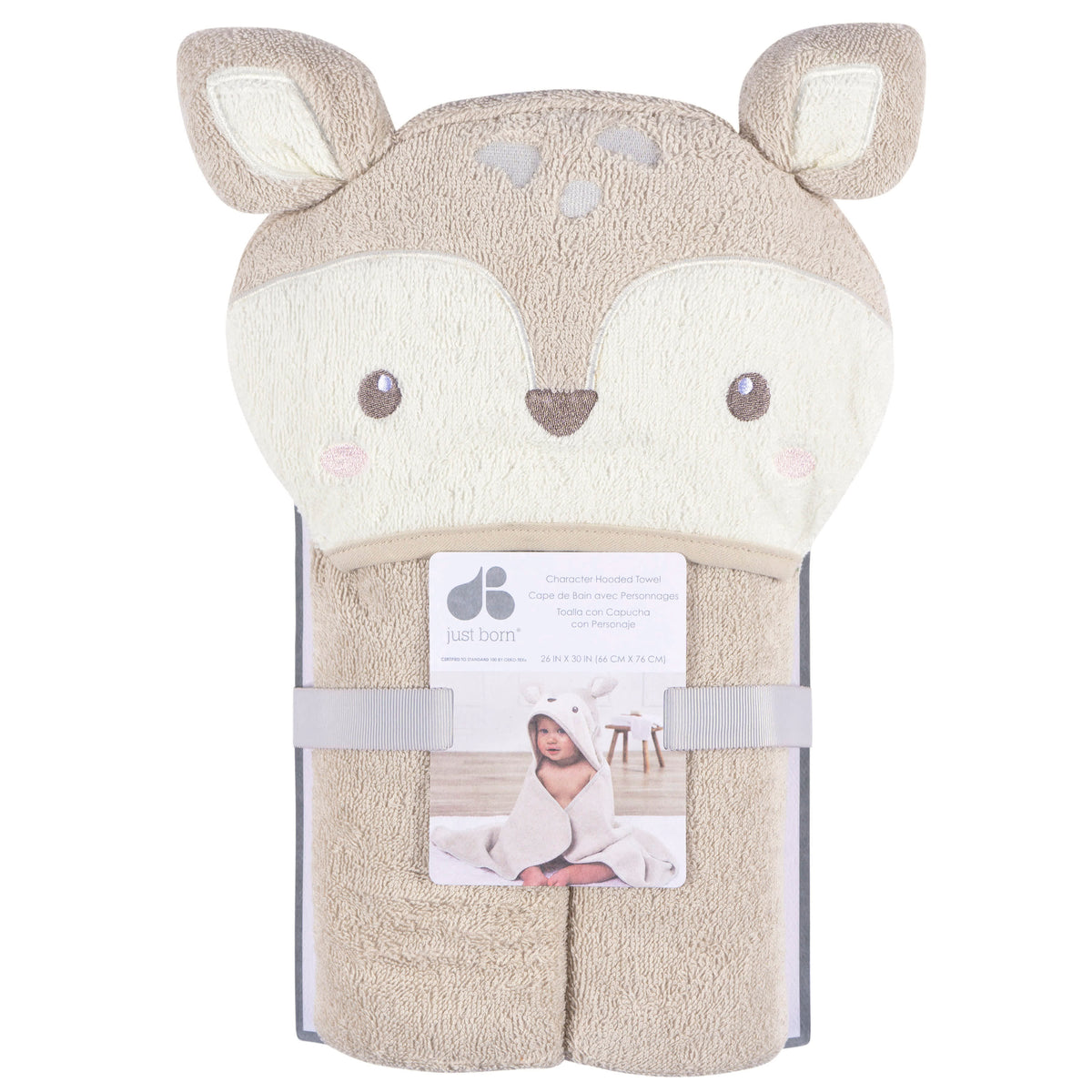 Baby Neutral Tan Baby Deer Character Towel, view 4