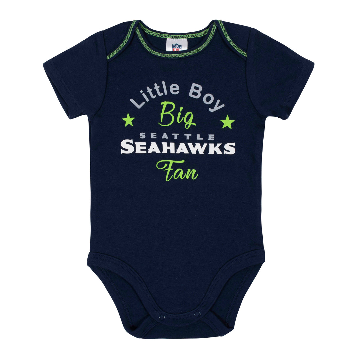 Baby Boys 3-Piece Seattle Seahawks Bodysuit, Gown, and Cap Set, view 2