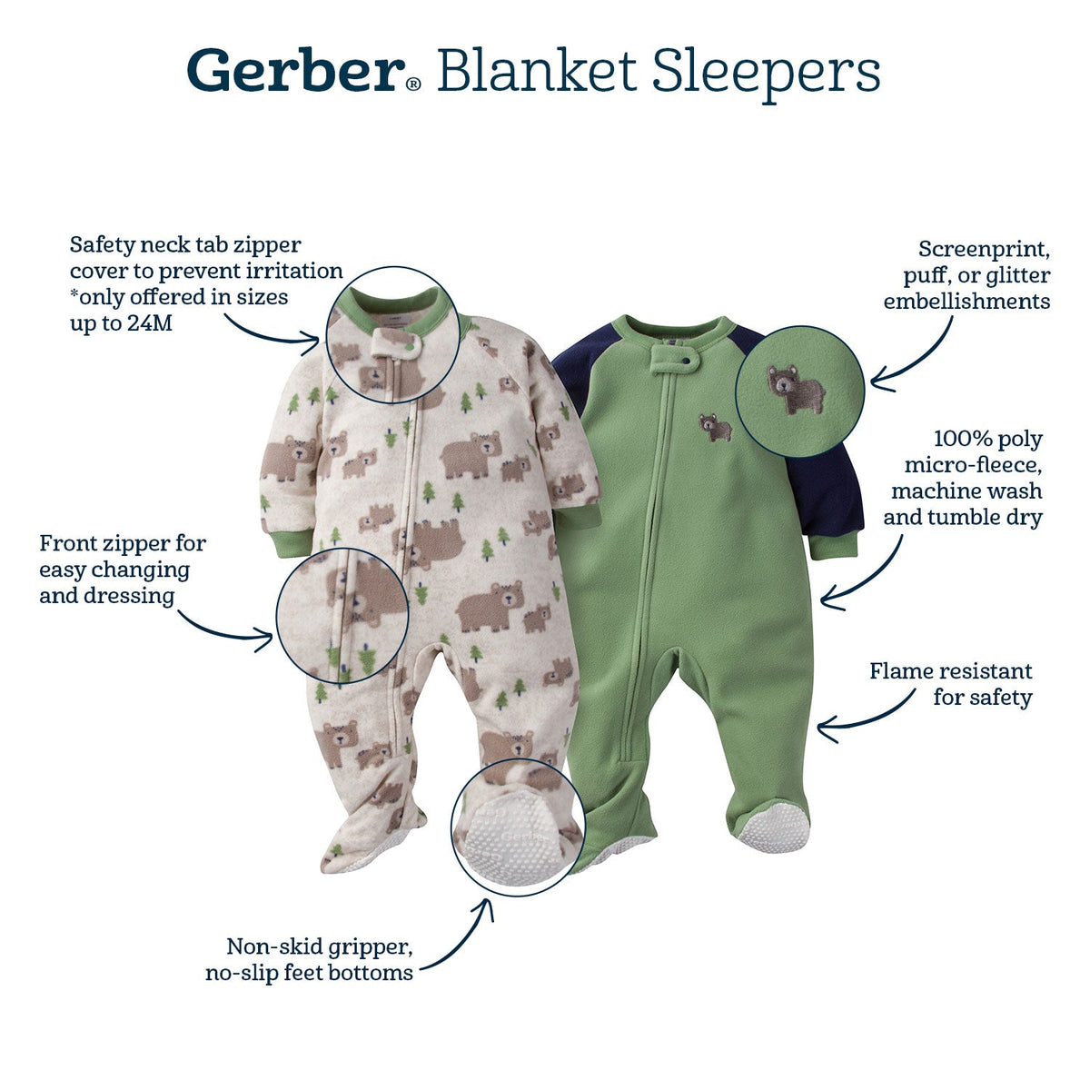 2-Pack Baby Girls Donuts Blanket Sleepers, view 4