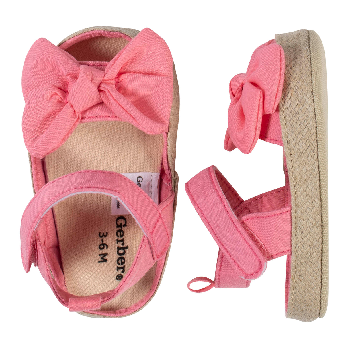 Baby Coral Pink Eyelet Espadrille Sandal, view 2