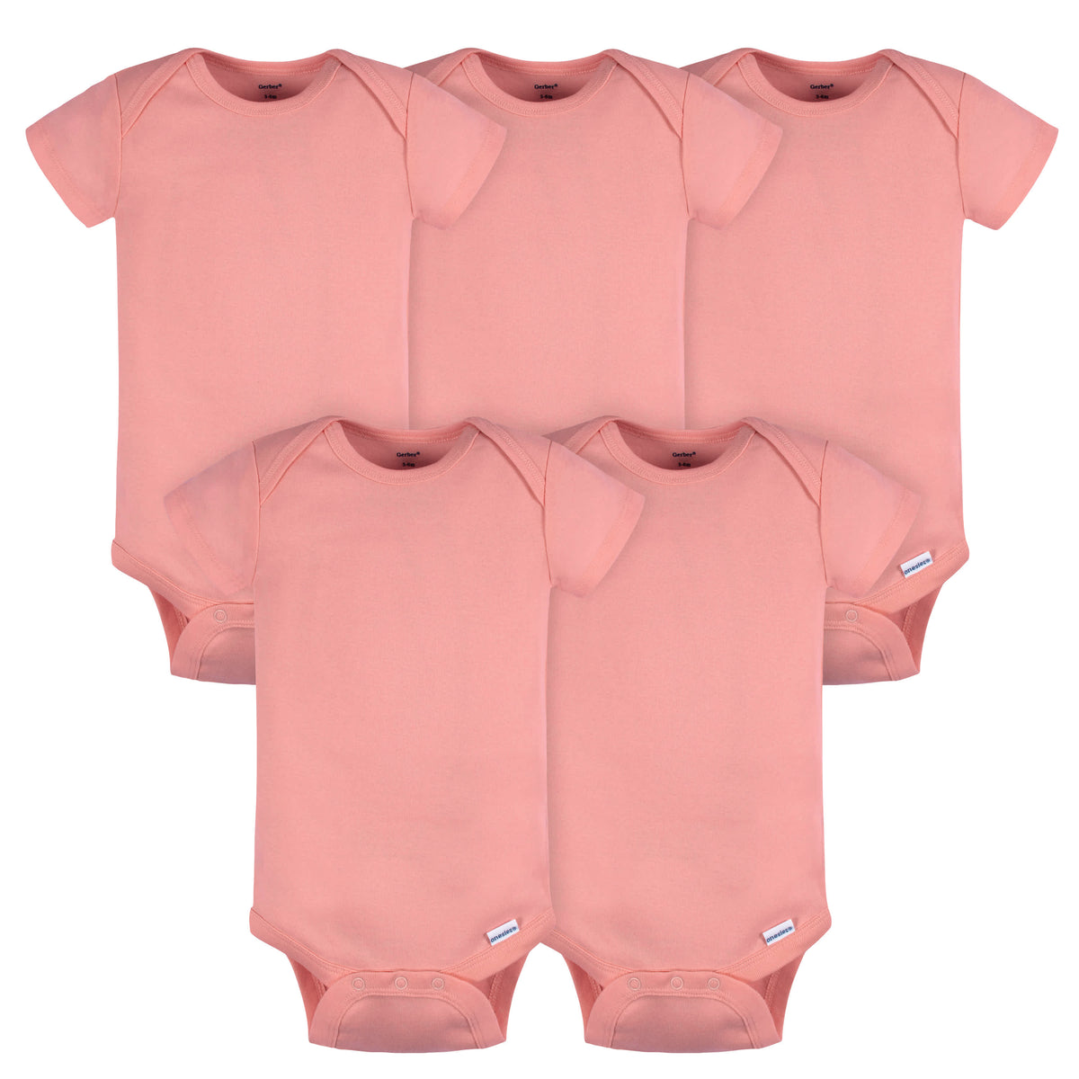 5-Pack Mauve Pink Premium Short Sleeve Onesies Bodysuits