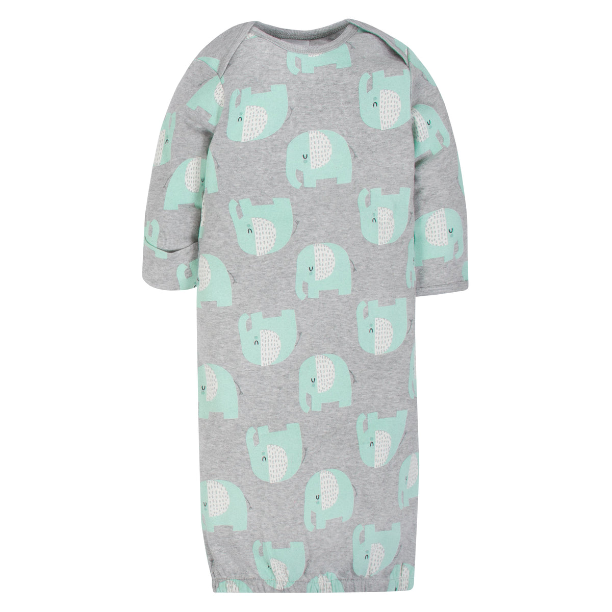 4-Piece Organic Baby Neutral Elephant Gown and Cap Set, view 2