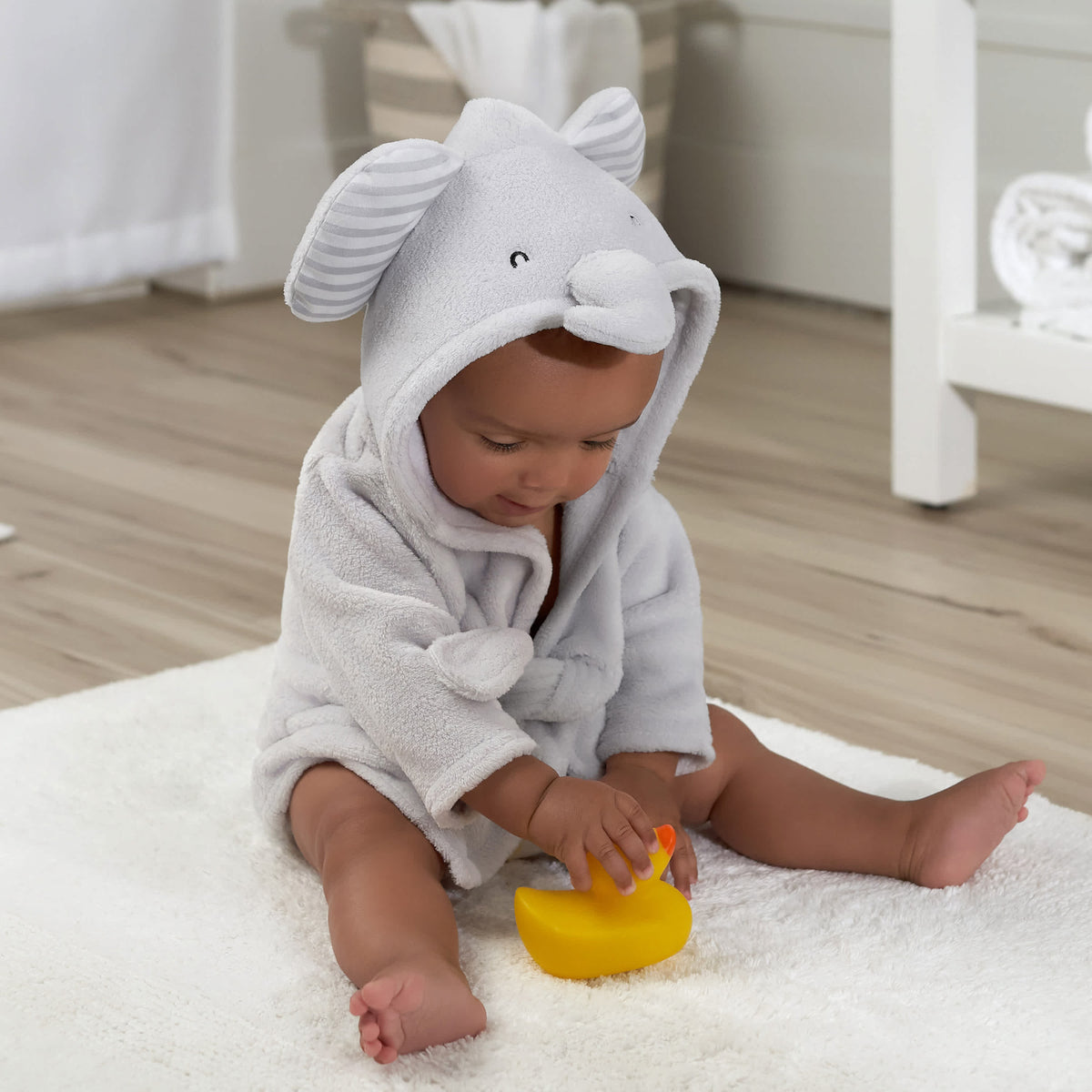 Baby Neutral Grey Elephant Robe, view 3