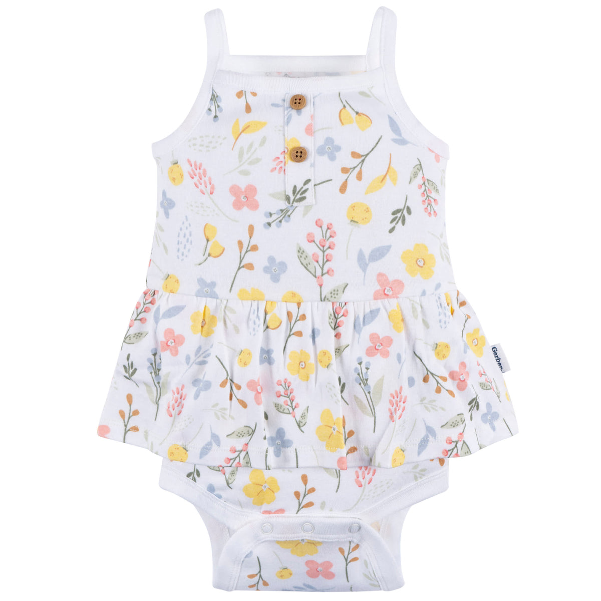 4-Pack Baby Girls White Floral Sleeveless Onesies Bodysuits, view 2