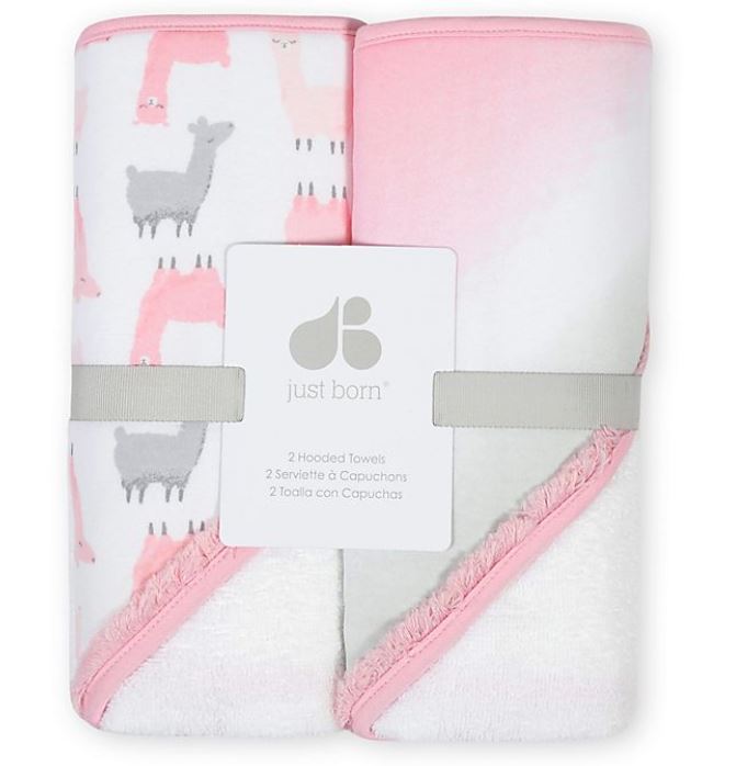2-Pack Baby Girls Ombre Hooded Towels, view 2