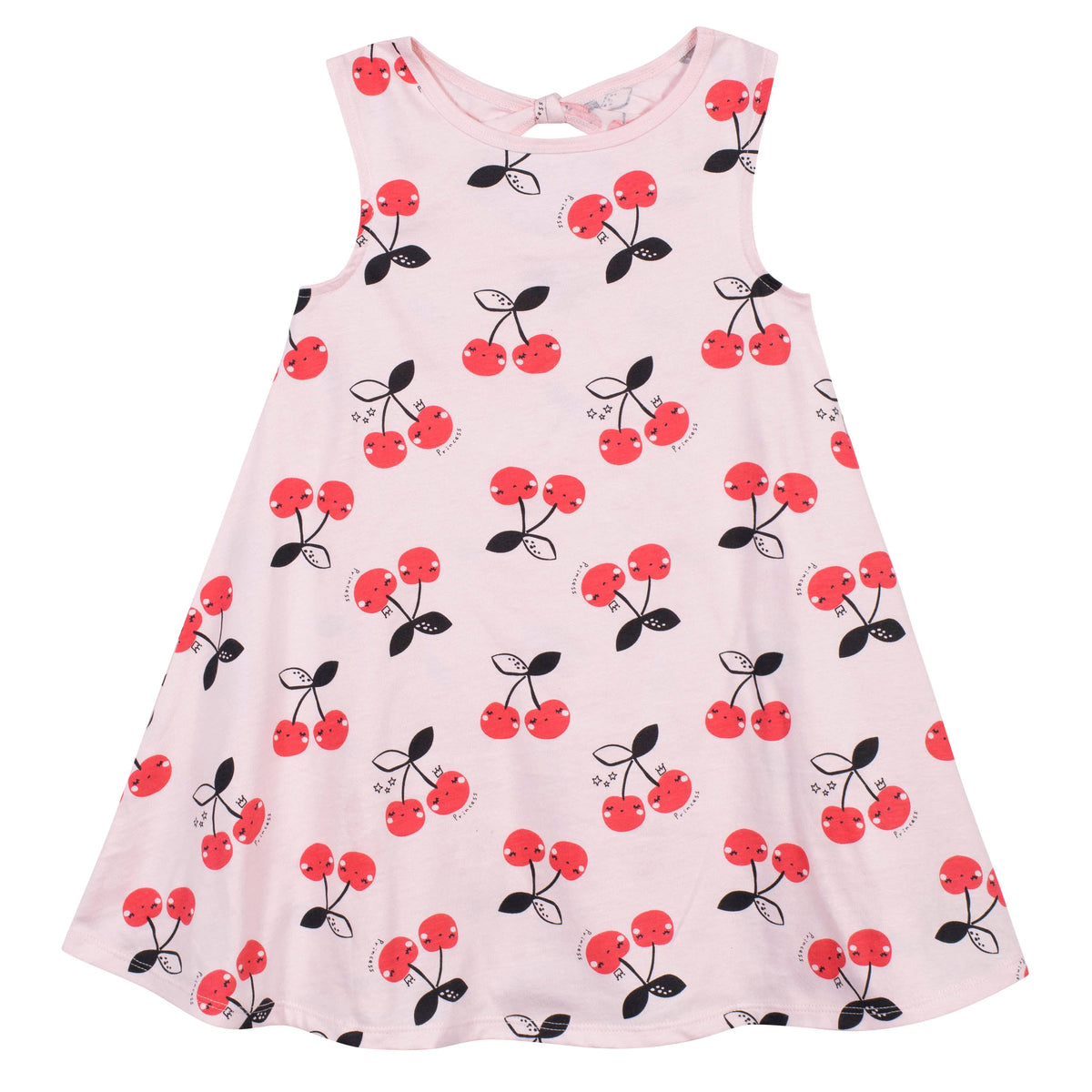 3-Piece Girls Cherry Dress, Diaper Cover, and Hat Set, view 2