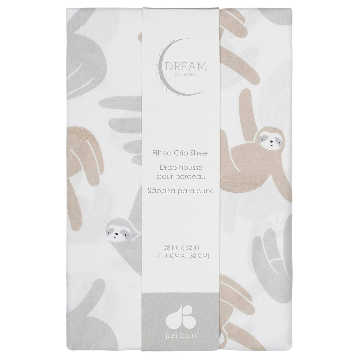 Baby Neutral Sloth Ombre Printed Sheet, view 2