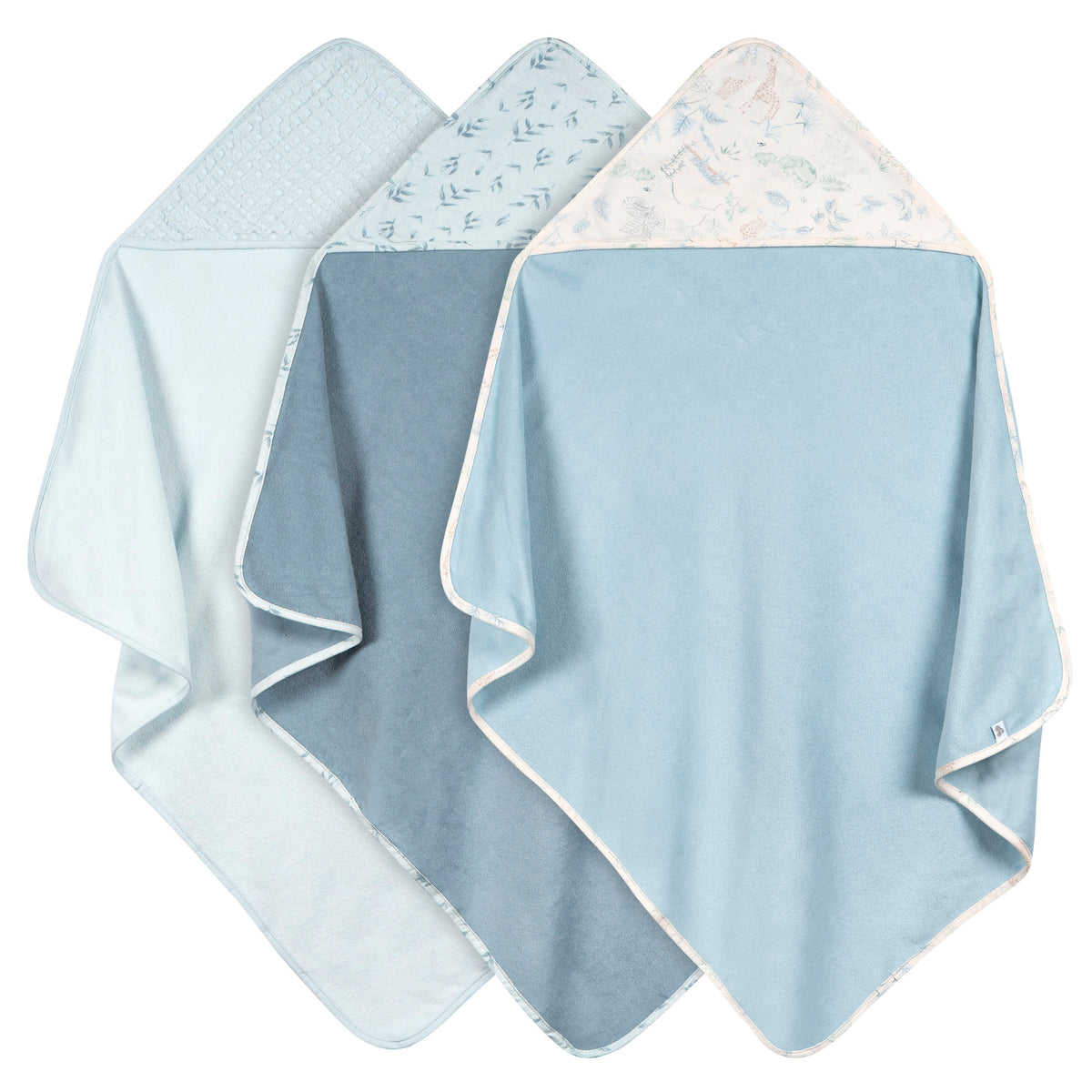 3-Piece Baby Boys Blue Hooded Towel