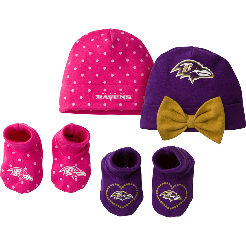 NFL 2-Piece Baby Girls Ravens Cap and Booties Set