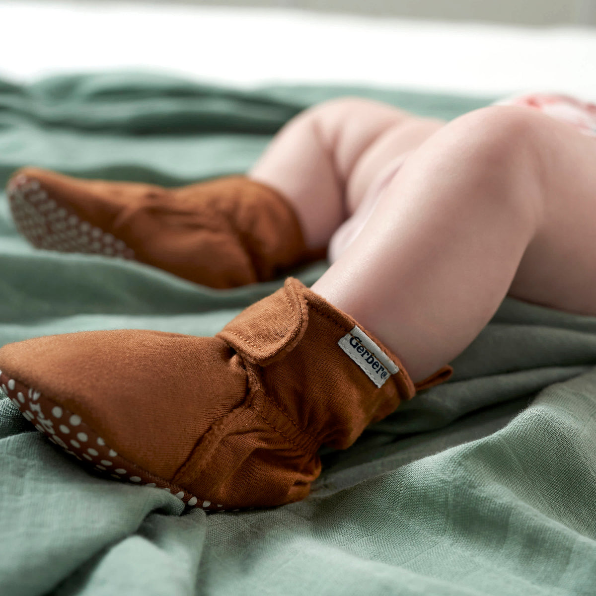 Baby Neutral Brown Soft Booties, view 2