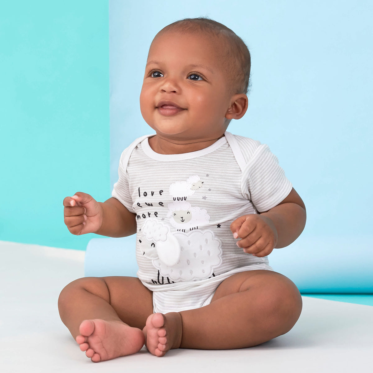 5-Pack Baby Neutral Lamb Short Sleeve Onesies Bodysuits, view 2