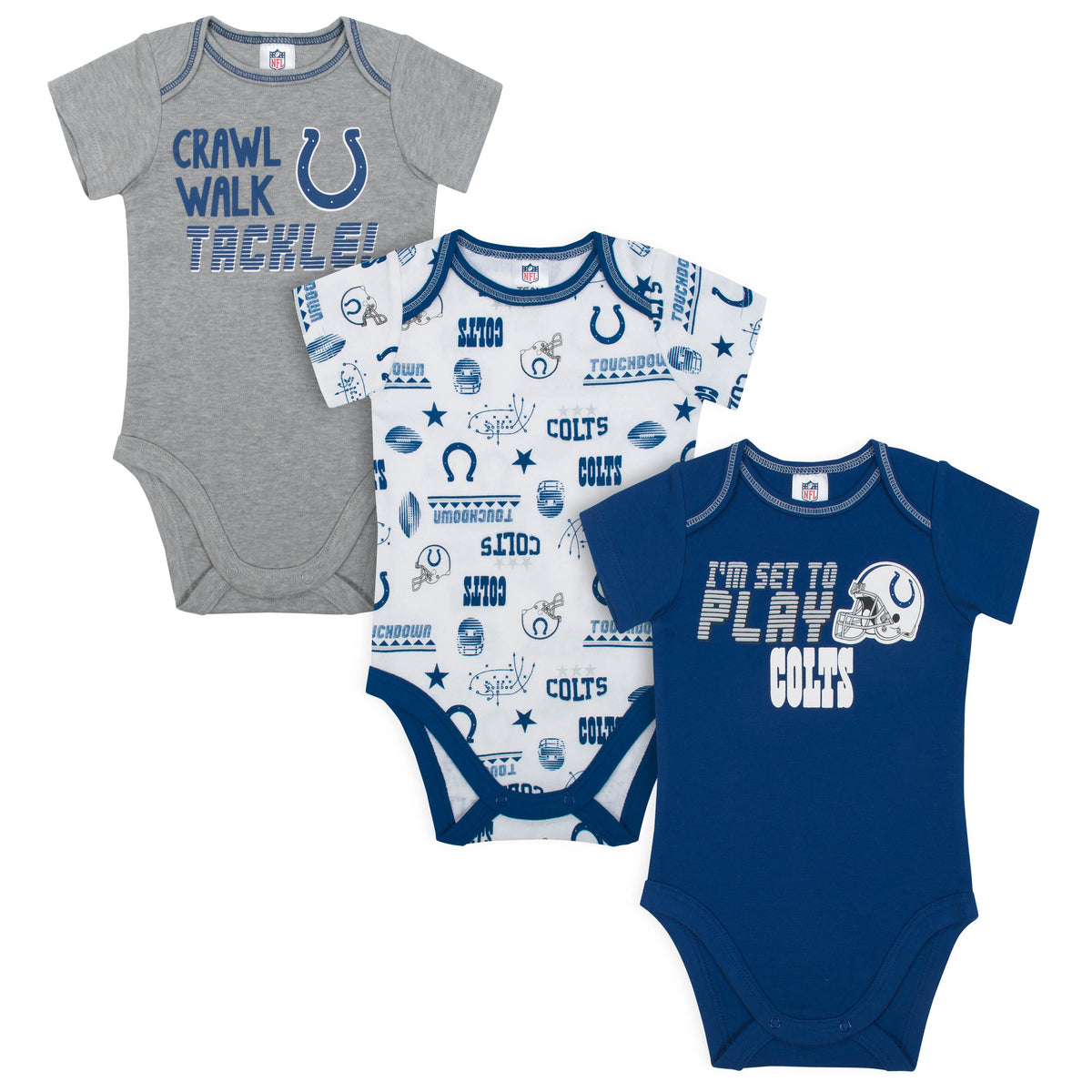 3-Pack Indianapolis Colts Short Sleeve Bodysuits