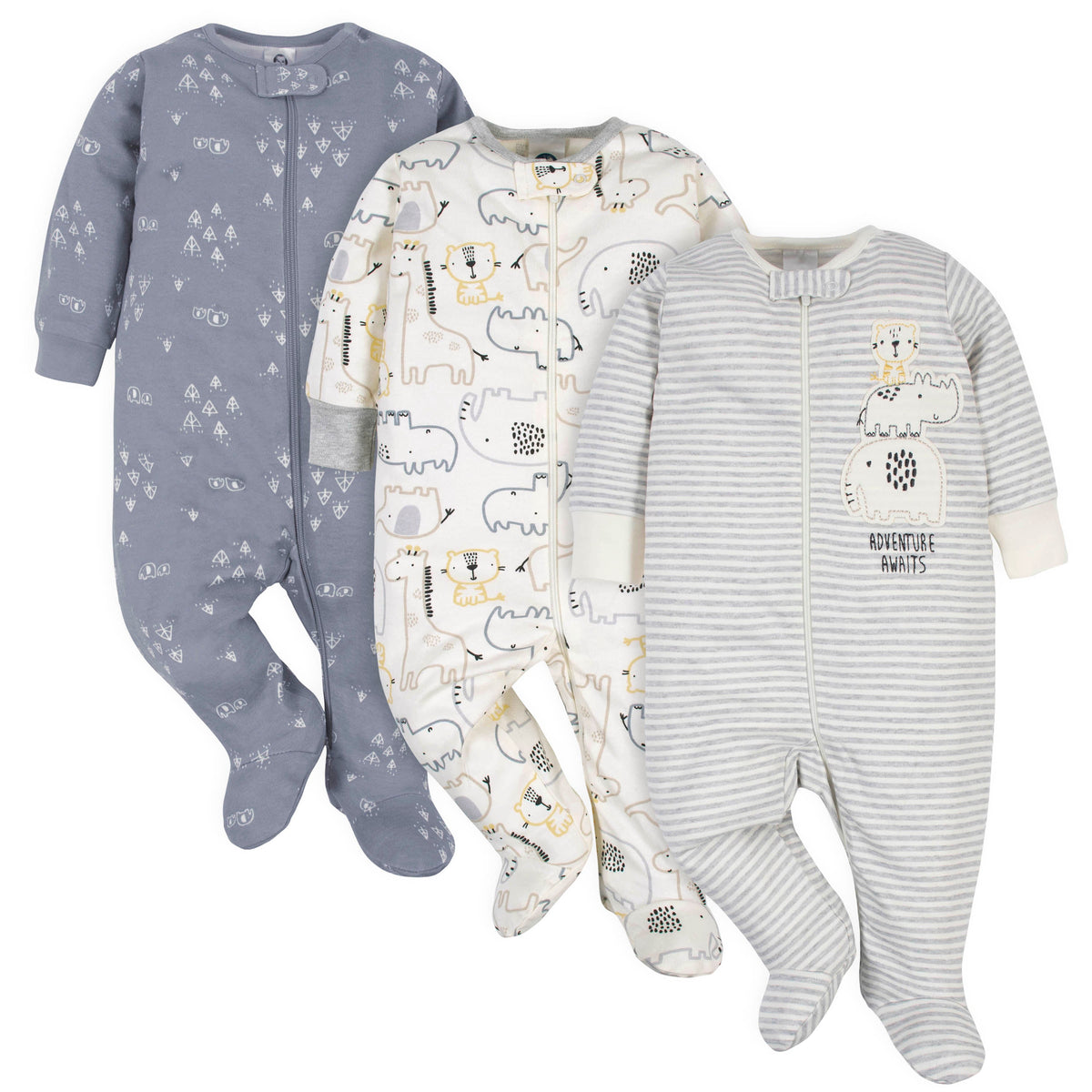 3-Pack Organic Baby Boys Wild Guy Sleep 'N Plays