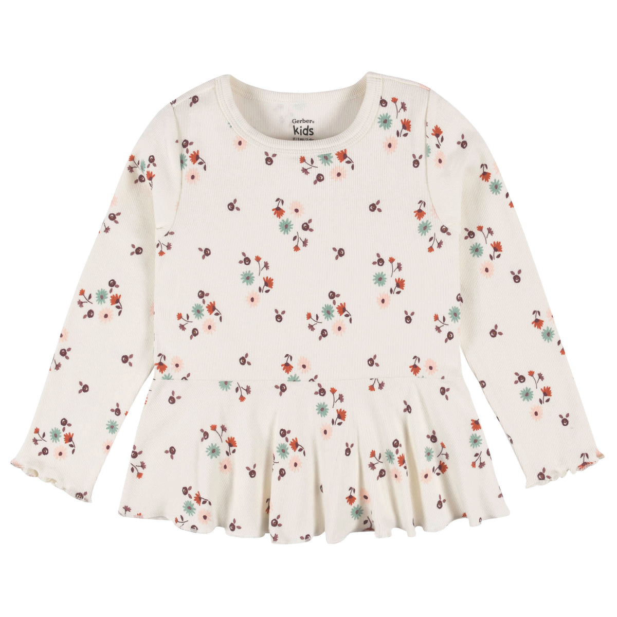 2-Pack Infant & Toddler Girls Mint Floral Peplum Tops, view 2