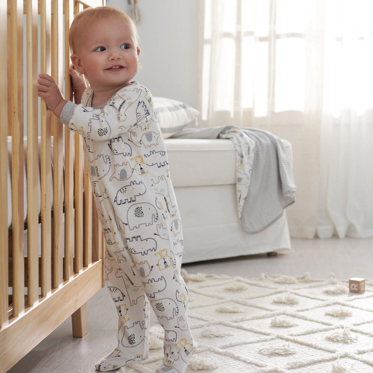 3-Pack Organic Baby Boys Wild Guy Sleep 'N Plays, view 3