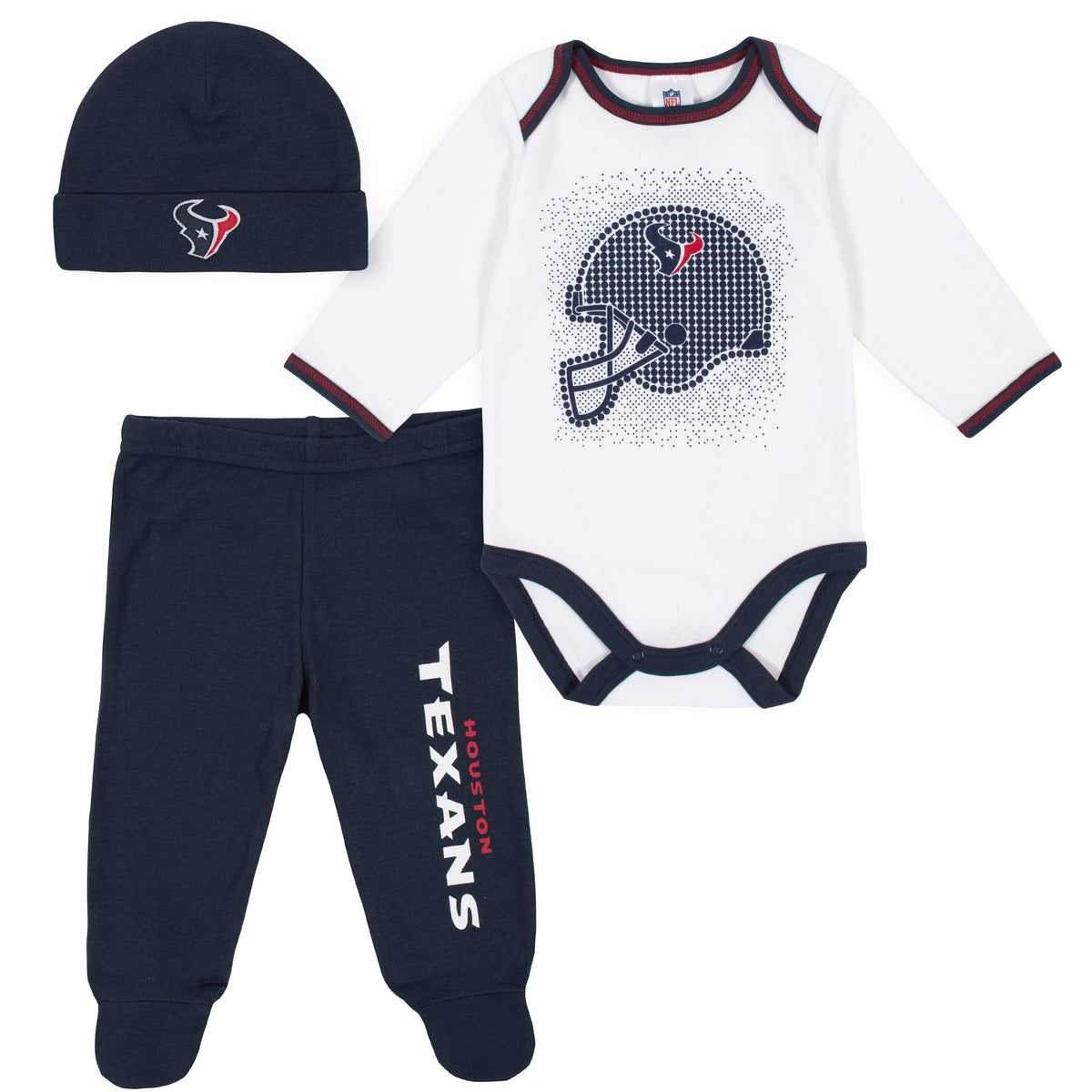 3-Piece Baby Boys Texans Bodysuit, Pant, and Cap Set