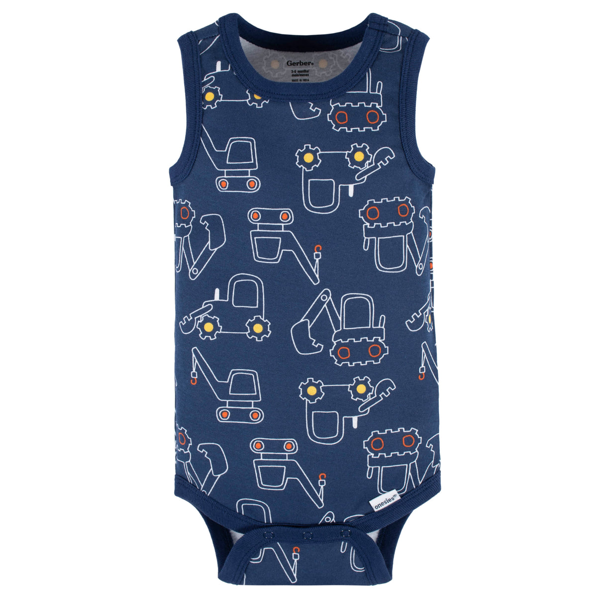 4-Pack Baby Boys Big Digger Tank Onesies Bodysuits, view 8