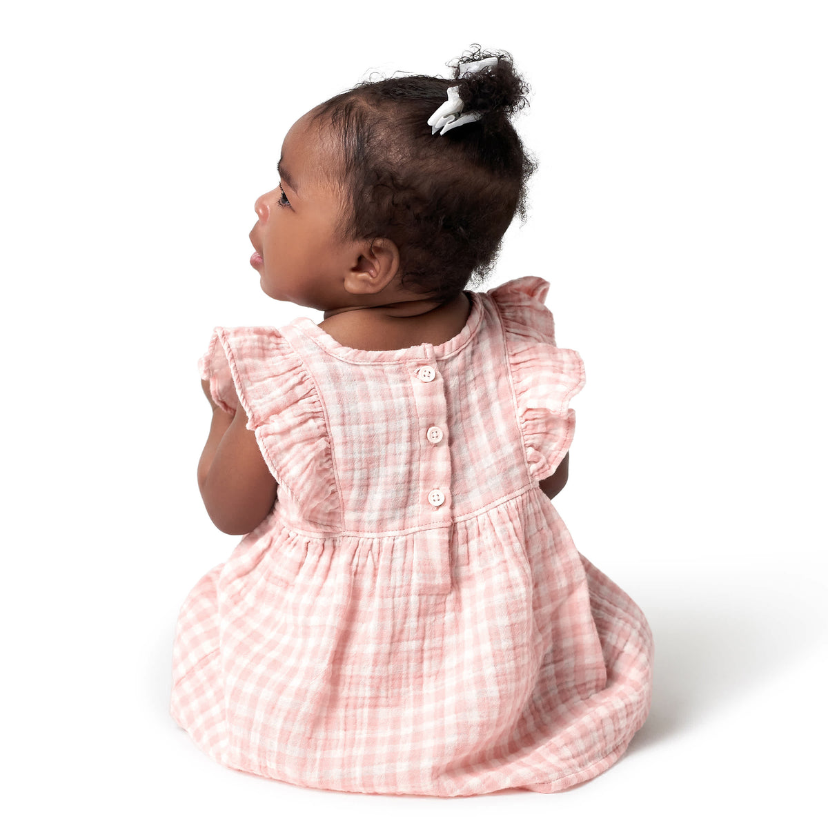 2-Piece Baby & Toddler Girls Gingham Gauze Dress & Diaper Cover Set, view 4