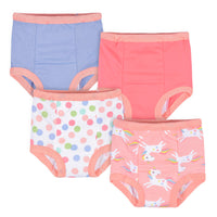4-Pack Toddler Girls Unicorns & Dots Training Pants