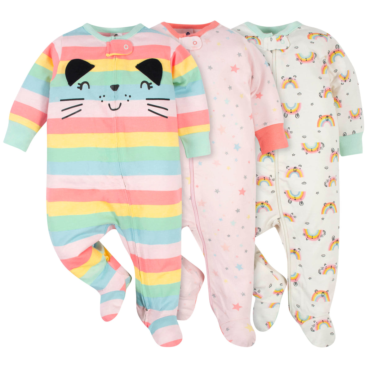 3-Pack Baby Girls Rainbow Sleep N Plays
