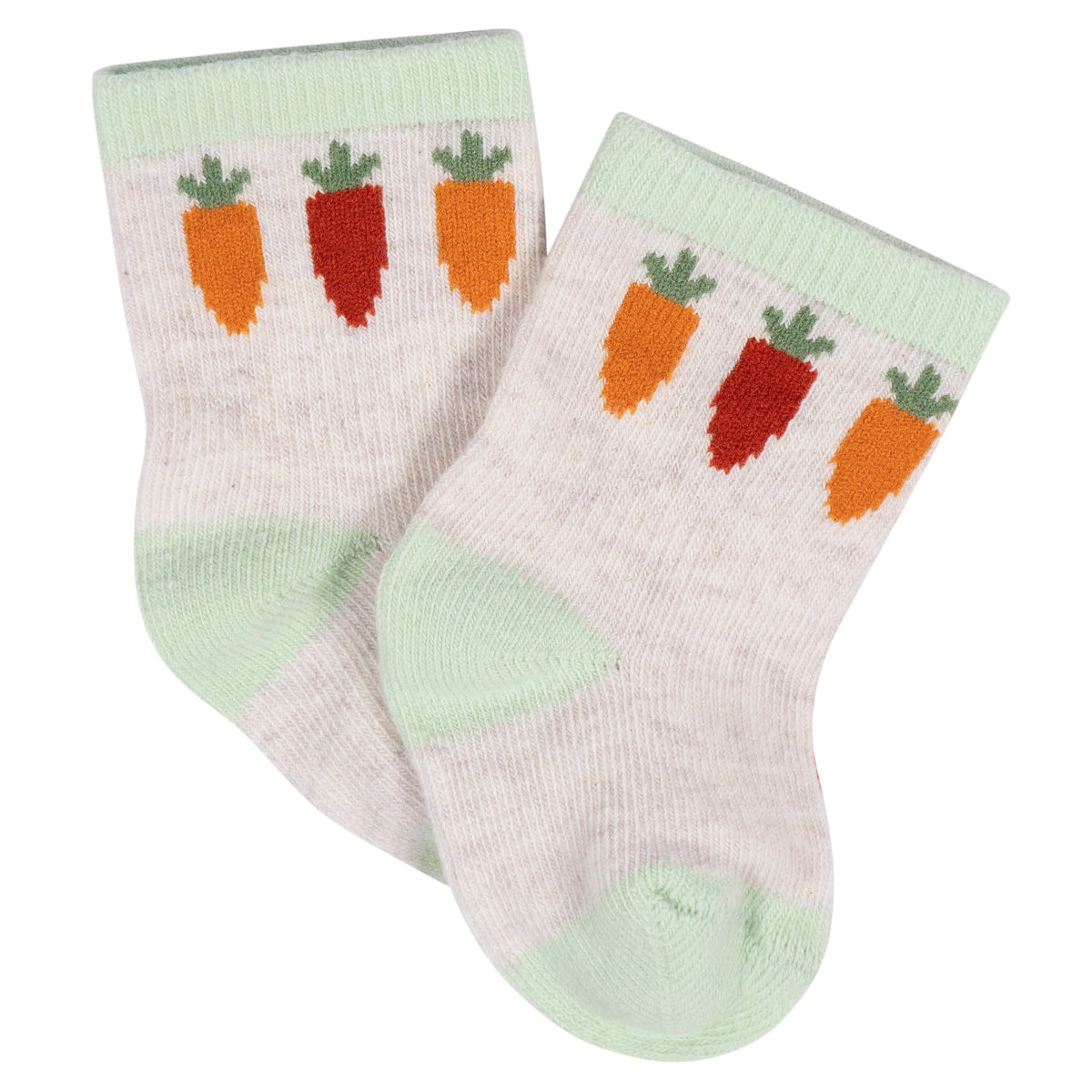 8-Pack Baby Neutral Happy Veggies Jersey Wiggle Proof Socks, view 2
