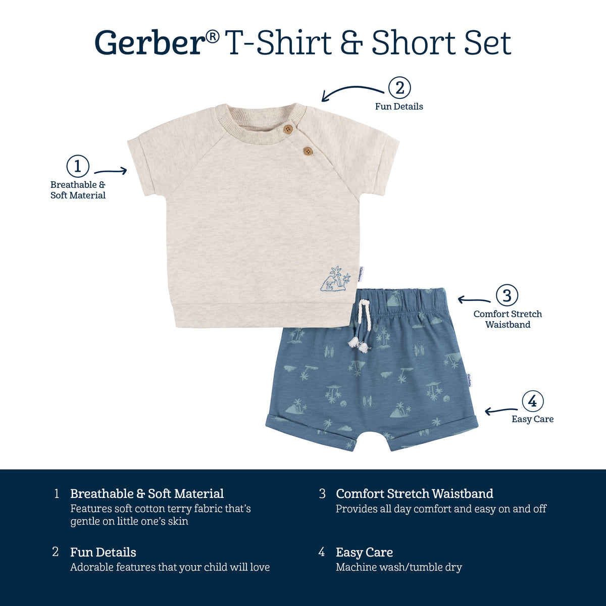 2-Piece Baby Boys Surf T-Shirt and Shorts, view 7