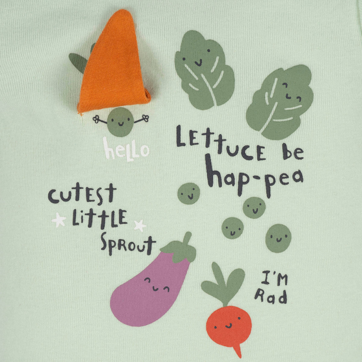 5-Pack Baby Neutral Happy Veggies Onesies Bodysuits, view 5