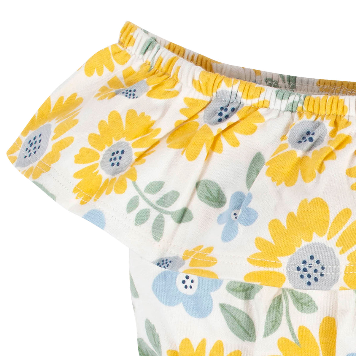 2-Piece Baby Girls Sunny Garden Wide Neck Romper & Headband Set, view 3