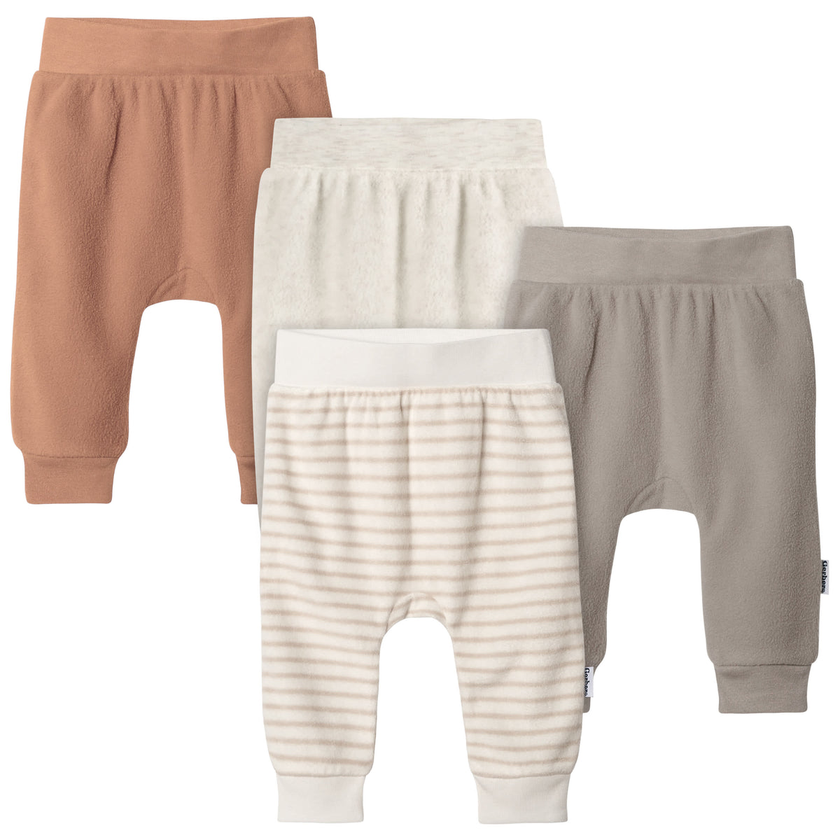 4-Pack Baby Neutral Brown Fleece Pants