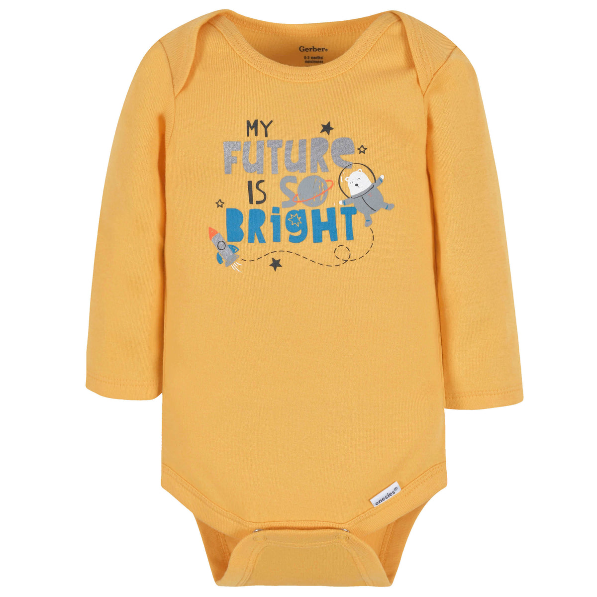 3-Pack Baby Boys Big Journeys Ahead Long Sleeve Onesies Bodysuits, view 2