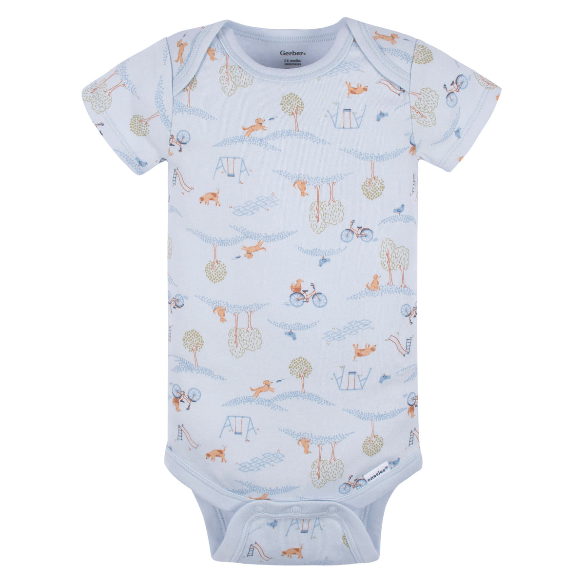 3-Pack Baby Boys Puppy Playground Short Sleeve Onesies Bodysuits, view 5