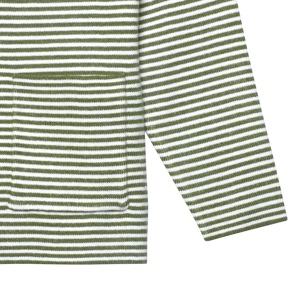Infant & Toddler Boys Green Striped Sweater With Pocket, view 2