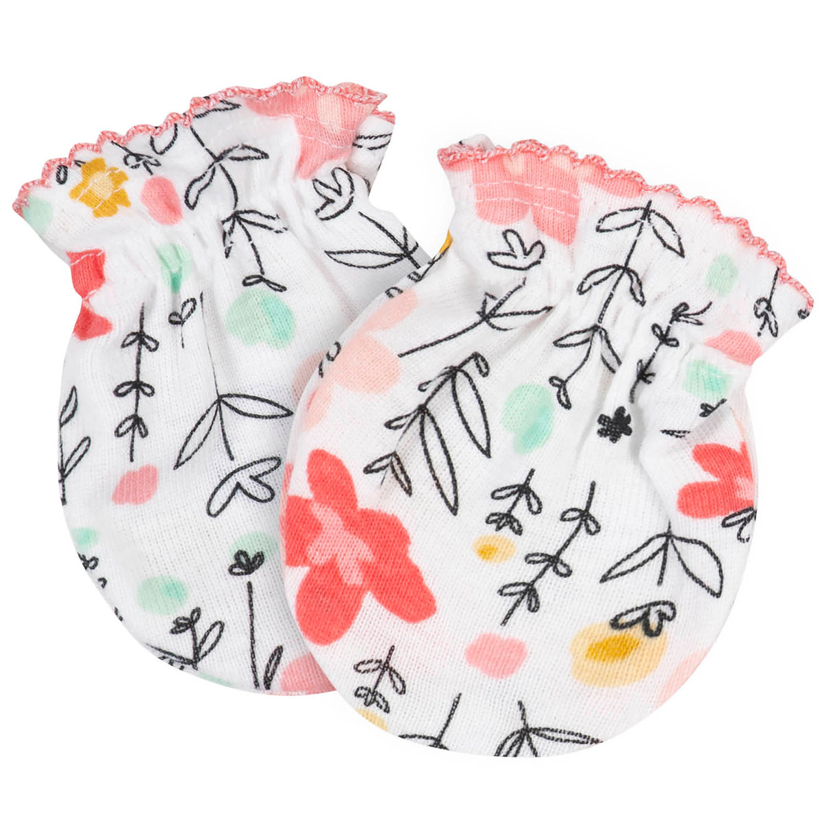 4-Pack Baby Girls Flower Garden No Scratch Mittens, view 5