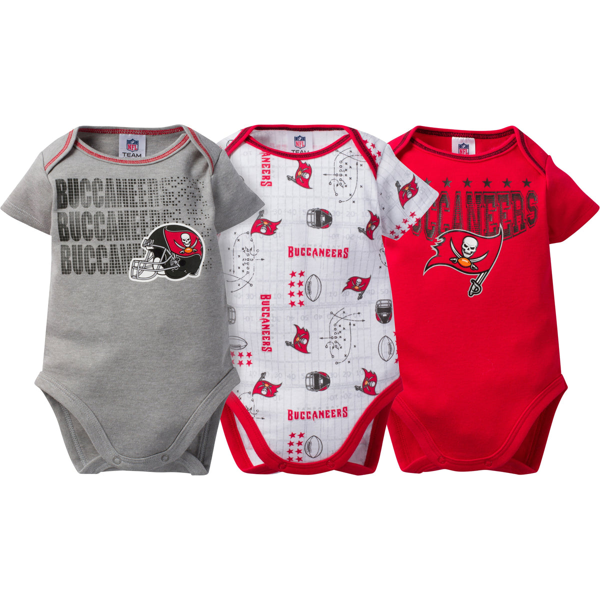 NFL 3-Pack Baby Boys Buccaneers Short Sleeve Bodysuit