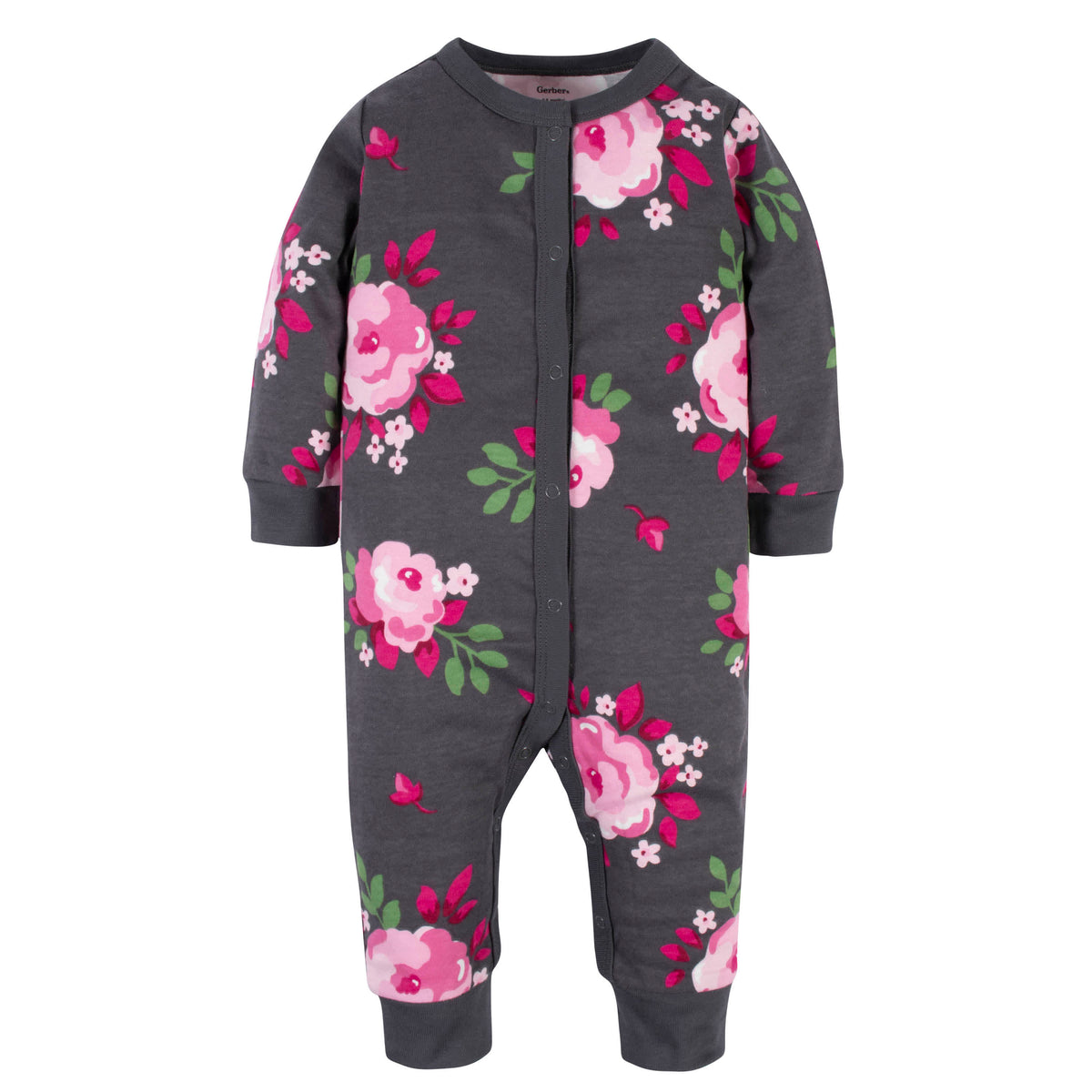 2-Piece Baby Girls Burgundy Garden Coverall & Headband Set, view 2