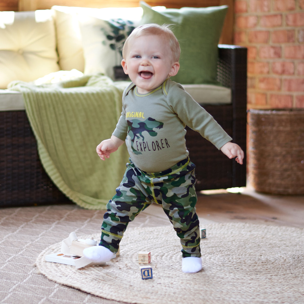 3-Piece Baby Boys Dinosaur Bodysuit, Pant, & Cap Set, view 3