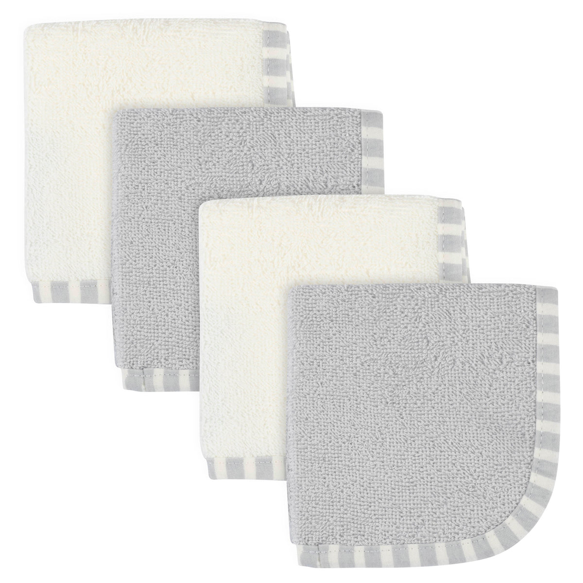 4-Pack Gray & Ivory Woven Washcloths