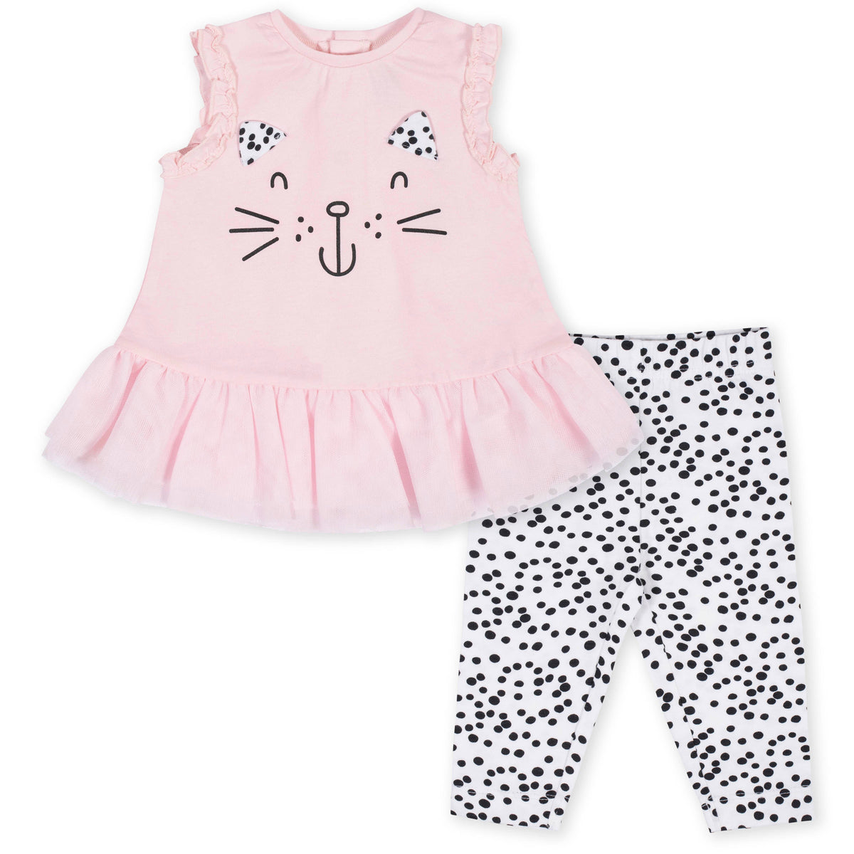 2-Piece Baby Girls Kitty Tunic Set