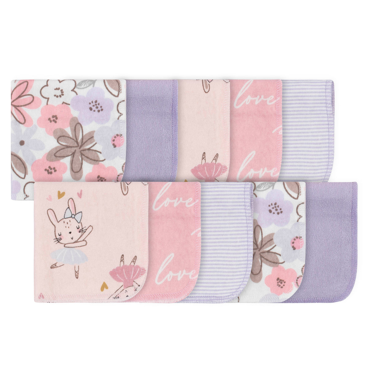 10-Pack Baby Girls Bunny Washcloths