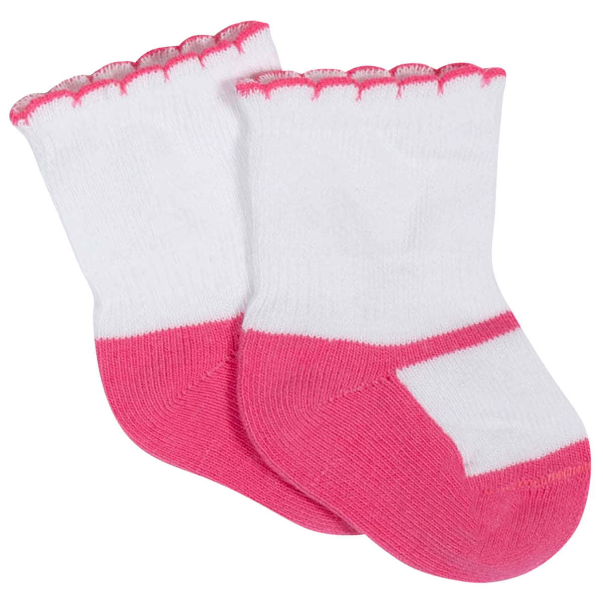 8-Pack Girls Pink Jersey Crew Socks, view 2